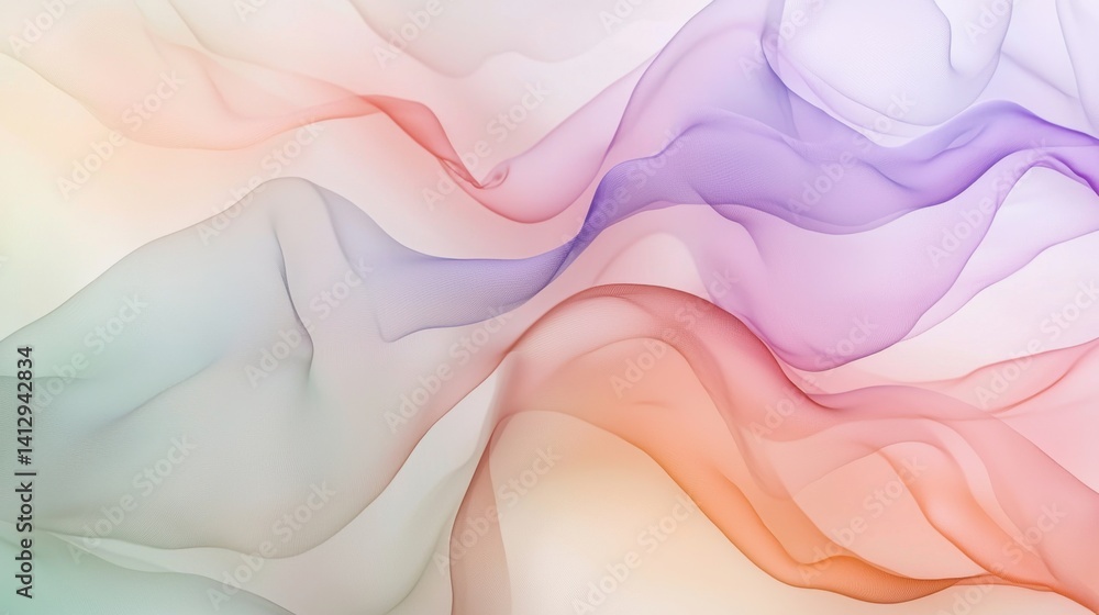 Aufkleber gentle waves of translucent fabric in soft pastel colors undulate beautifully across a smooth surfac