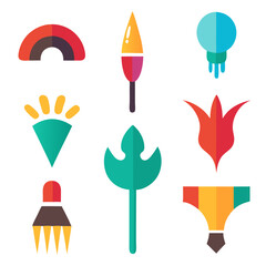 A vibrant collection of playful shapes celebrating nature and imagination with bold flat colors and simple forms.