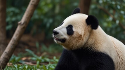 Obraz premium Giant Panda Profile, Forest Habitat, Wildlife Conservation
