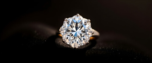 Fototapeta premium diamond ring sitting on top of a black surface