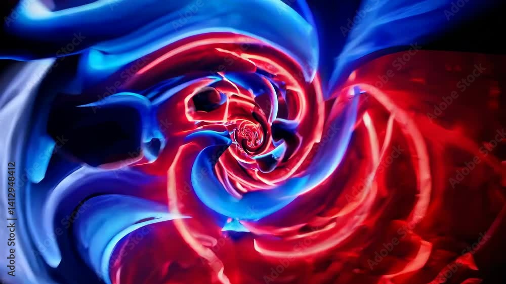 Aufkleber abstract video of swirling neon lights and shapes in a vortex pattern, captured from a central, imme