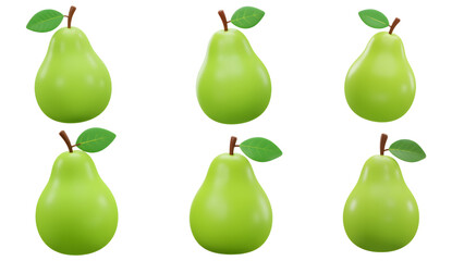 3d green pear fruit model - realistic render png