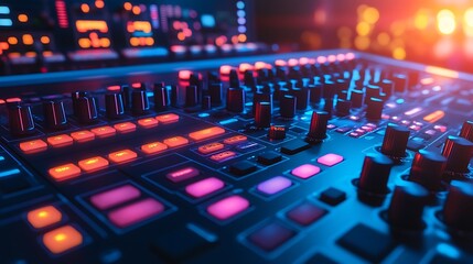 DJ Mixer Nightclub Studio Close-Up