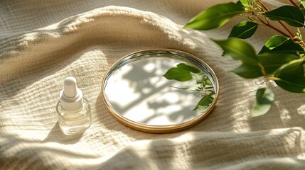 Elegant mirror on a wooden table
