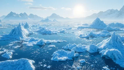 Majestic polar landscape with icy glaciers and frosty patterns under a gentle winter sun © GMeta