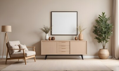 Modern Living Room Interior with Accent Chairs and Frame Mockup