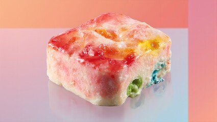 Vibrant gelato filled cake with glossy textures and vivid colors creating a modern and enticing dessert masterpiece