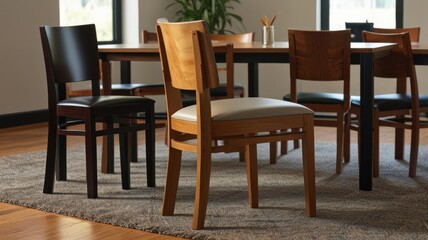 Modern chairs meeting room wooden floor rug