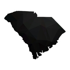 Abstract Polygon - Low Poly Color Black South Carolina map. Vector Illustration eps10.