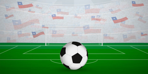 Chilean Football Arena Full of Fans with National Flags, Sports Event Illustration.