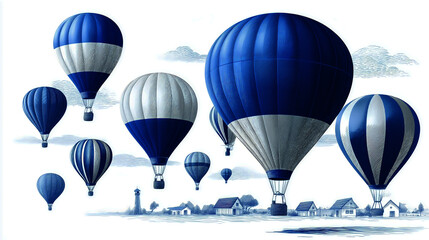Background of cute illustration watercolor of hot air balloons in the sky.Wallpaper concept