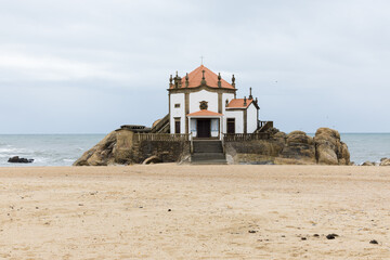 Chapel Senhor da Pedra on Miramar Beach, Vila Nova de Gaia, Porto, Portugal