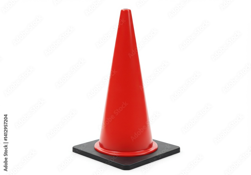 Aufkleber isolated image of a red traffic cone sitting on a black square base on a white background plain stud