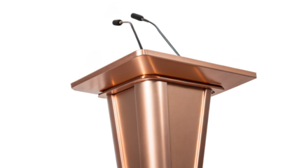 Rose Gold Podium with Microphones Elegant Presentation Lectern