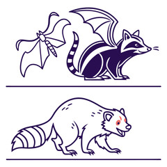 Cute cartoon animal vector illustration of a wild bear cub silhouette