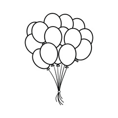 a balloon bouquet floating coloring vector line art