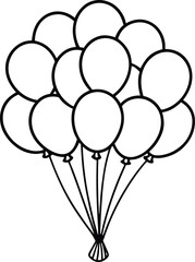 a balloon bouquet floating coloring vector line art