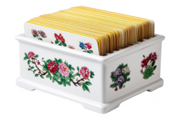 Create a Family Recipe Card Holder with Floral Prints in the Kitchen, Isolated on Transparent Background