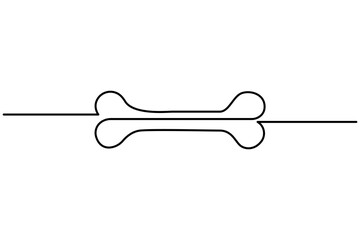 Continuous one-line drawing of a dog bone background vector illustration