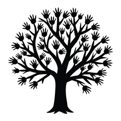Obraz premium Tree made of hand silhouette on white background