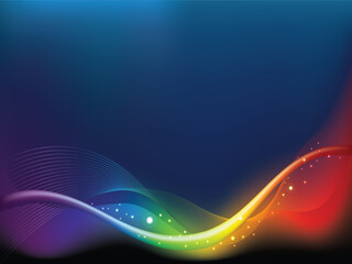 abstract wave design with flowing lines of red green yellow and blue