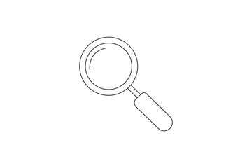 Minimalist line art of magnifying glass for search and inspection icon design