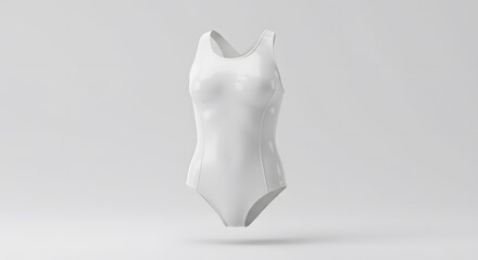 Elegant White One-Piece Swimsuit: Minimalist Fashion Design for Summer