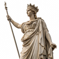 Elegant Roman Goddess Juno Statue Crown, Scepter, and Majestic Pose