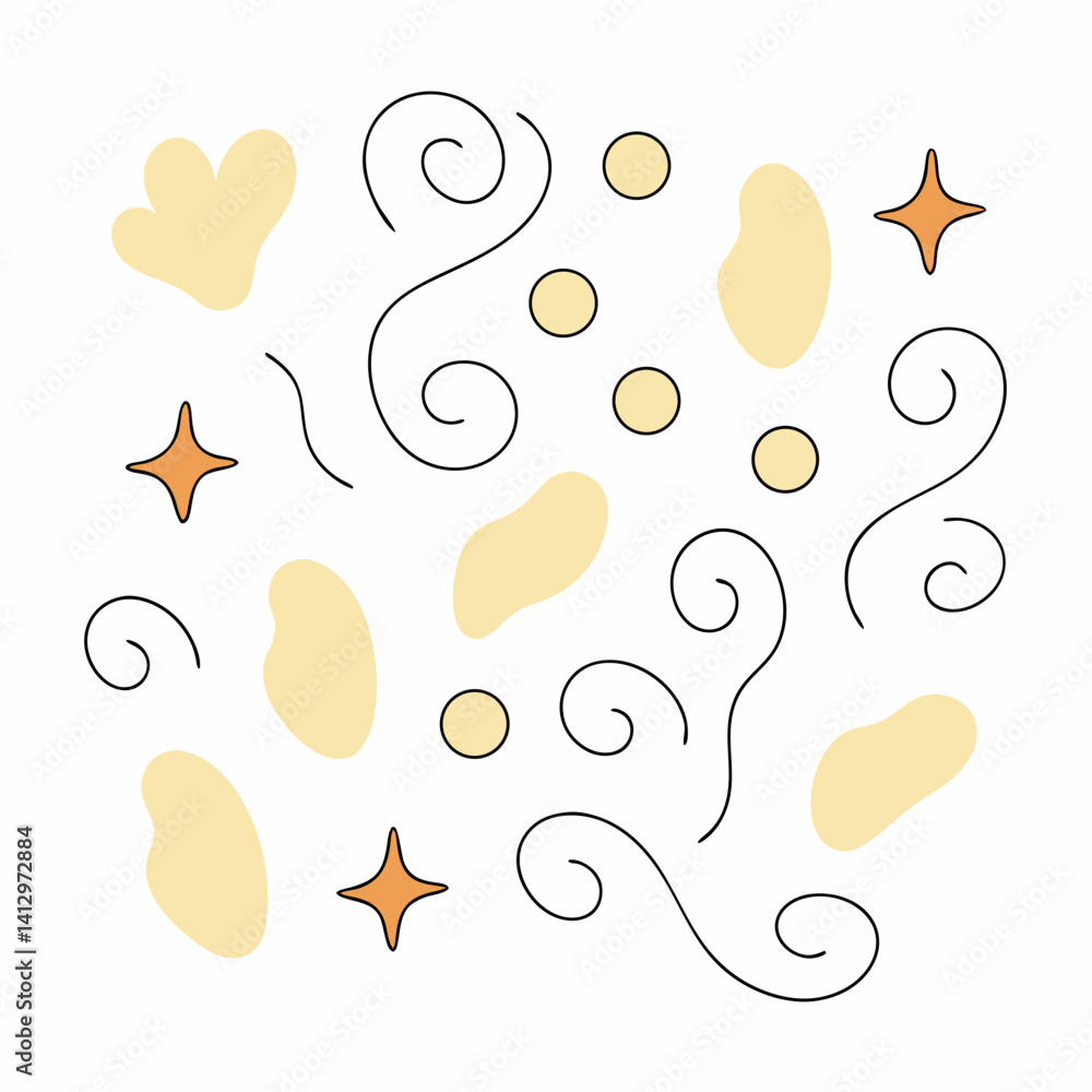 Poster a playful dance of pastel shapes and swirling lines, creating a whimsical and joyful abstract art pi