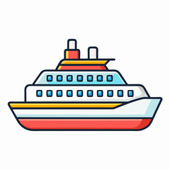 Obraz premium Large cruise ship icon in flat cartoon vector style with colorful decks 