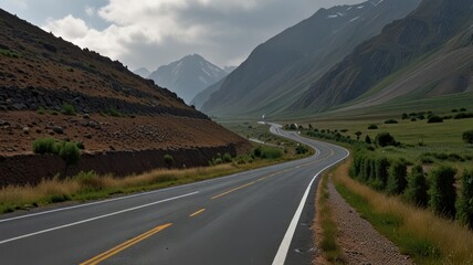 Fototapeta premium Winding mountain road, Andes, scenic drive, travel