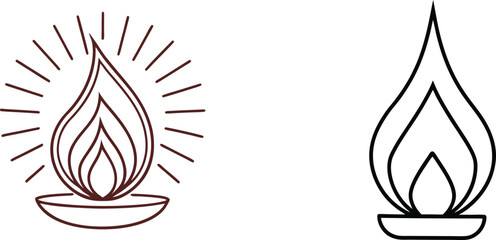 Minimalist Flame Designs In Line Art Style For Creative Projects