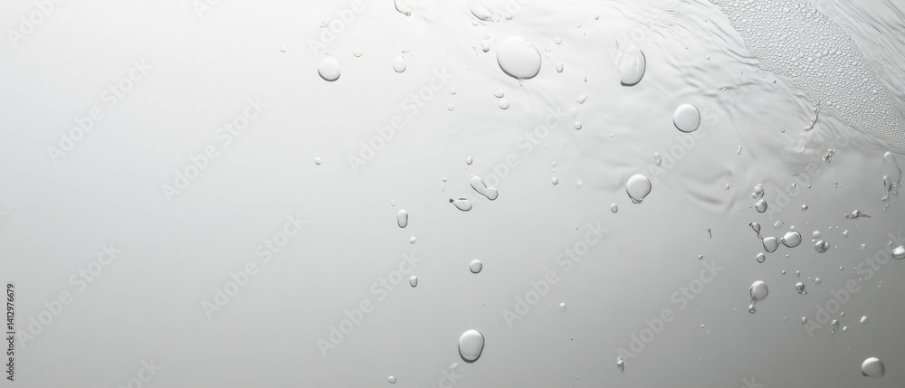 Poster abstract closeup of clear water bubbles and ripples creating a clean and refreshing texture, perfect