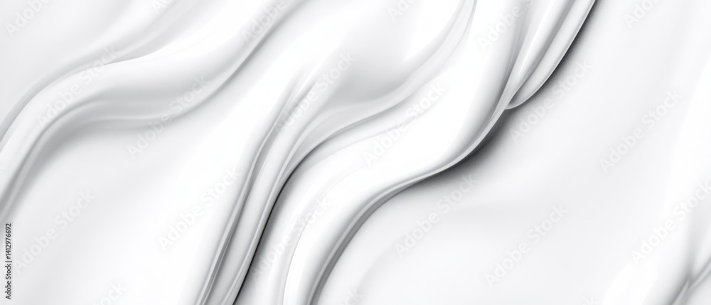 Poster abstract white silk fabric background with soft folds and smooth texture, creating a luxurious and e