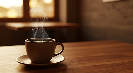 Obraz premium Steaming Black Coffee in Ceramic Mug