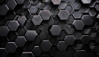 a close up of a black hexagon pattern on a wall