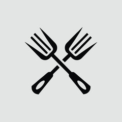 Crossed Forks Icon Black and White Simple Design