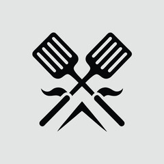Crossed Spatulas Cooking Utensils Restaurant Logo Design