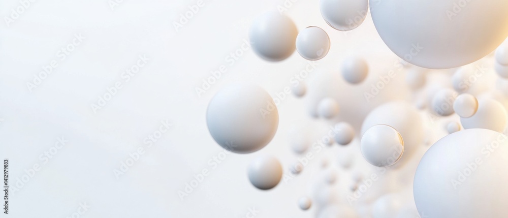 Aufkleber abstract white spheres floating in a clean, bright space, creating a modern and minimalist backgroun
