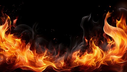Fototapeta premium burning fire flames border transparent texture isolated generative ai