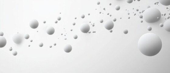 Abstract white spheres floating on a clean background, creating a modern and minimalist design with a sense of depth and dimension Concept of purity, simplicity, and cleanliness