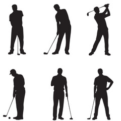 Obraz premium golfer, golf girls black vector silhouettes