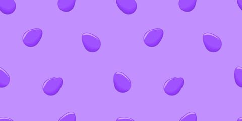 Seamless spring Easter pattern with glossy purple eggs on a soft violet background. Ideal for holiday wrapping, festive decor, greeting cards, and seasonal print projects.