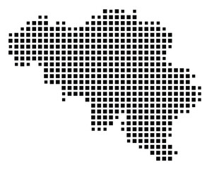Fototapeta premium Abstract map of Belgium showing the country with a pattern of black squares