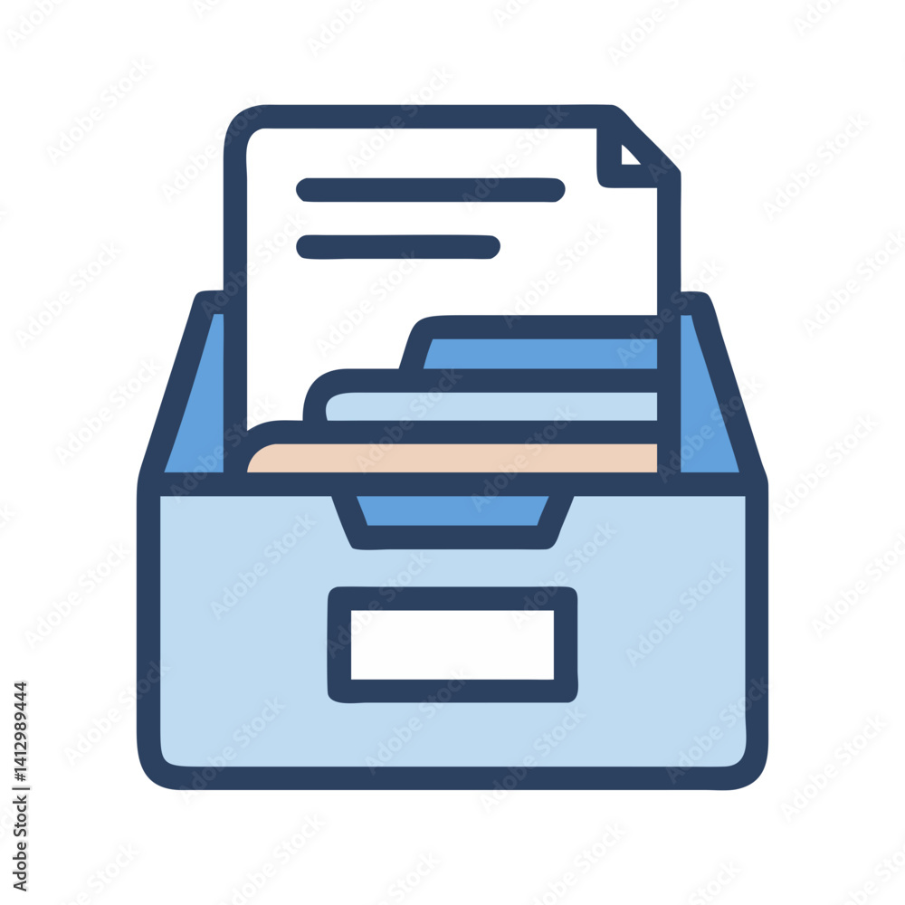 Poster archive box with finance file icon representing financial documentation