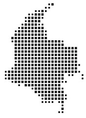 Fototapeta premium Abstract map of Colombia showing the country with a pattern of black squares