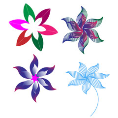 Obraz premium set of abstract flowers, set of flower, set of colorful flowers