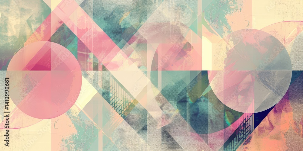 Aufkleber abstract circle geometric shapes effect on surface of digital cyber design express scene of cyberspa