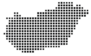 Fototapeta premium Abstract map of Hungary showing the country with a pattern of black squares