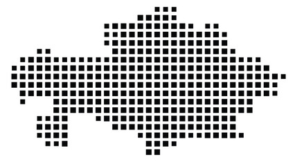 Fototapeta premium Abstract map of Kazakhstan showing the country with a pattern of black squares
